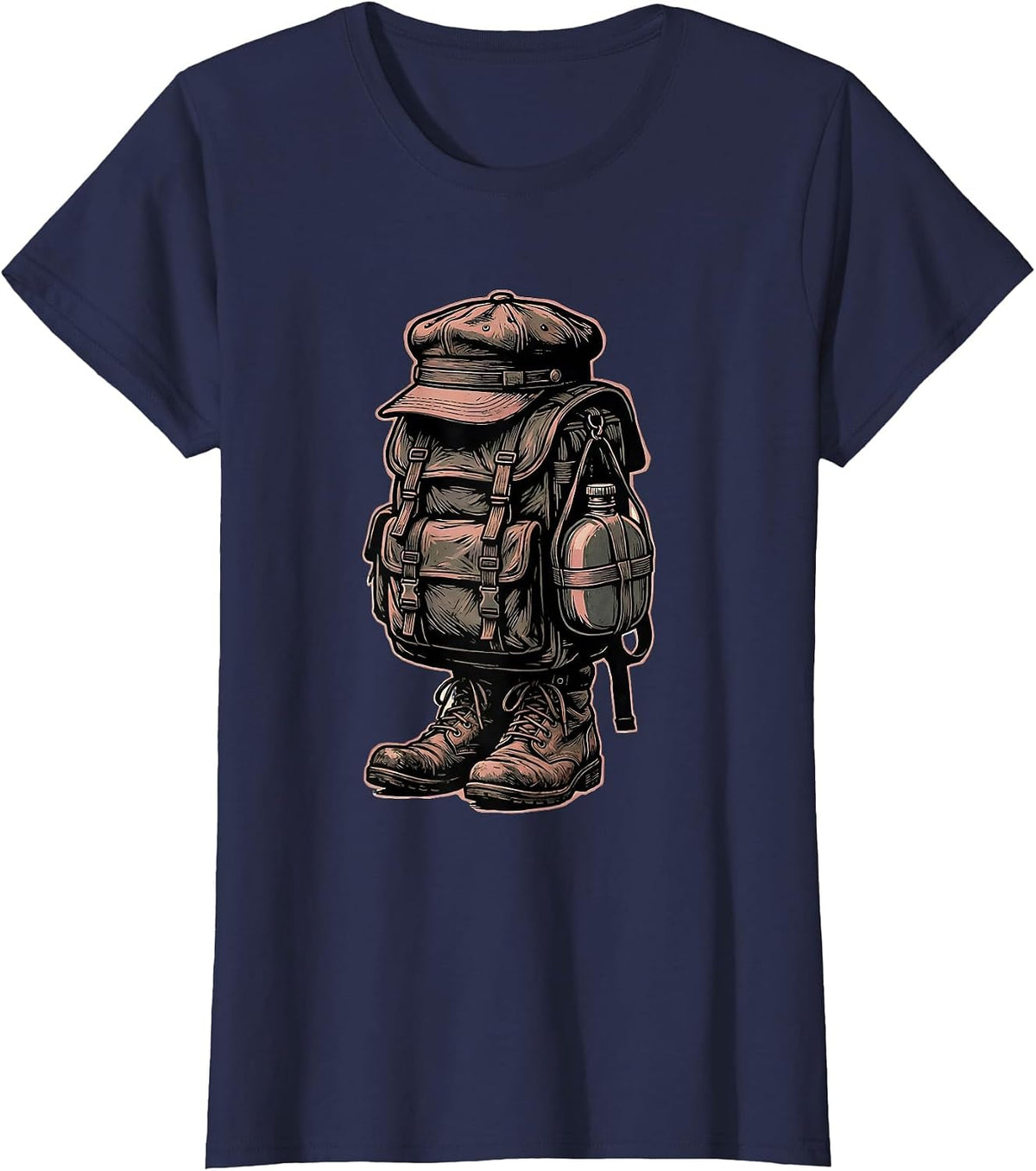 Women's Union Forage Cap Reenactor Civil War History Buff T-Shirt - Navy Blue