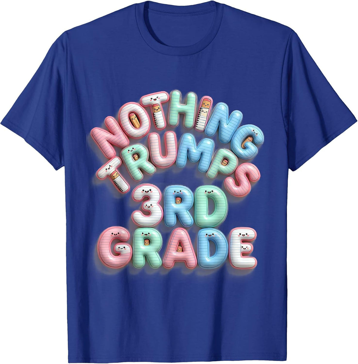 Men's Nothing Trumps 3rd Grade Cute Kawaii Back to School Kids T-Shirt - Royal Blue