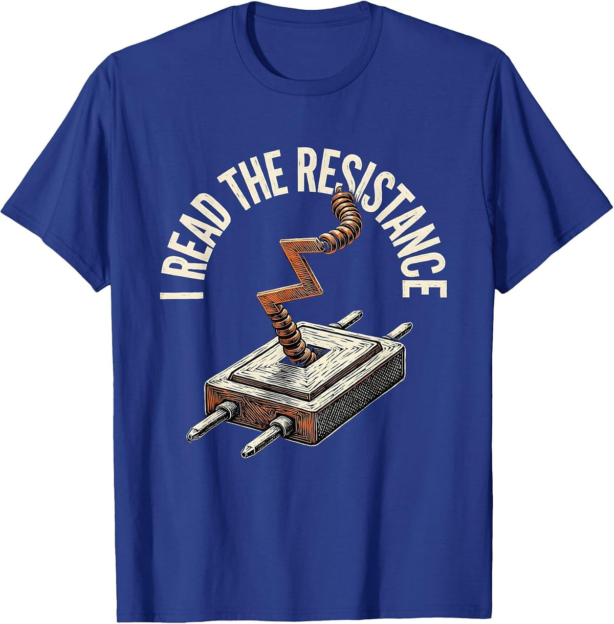 Men's I Read The Resistance Funny Electrician Skeleton Sarcastic T-Shirt - Royal Blue