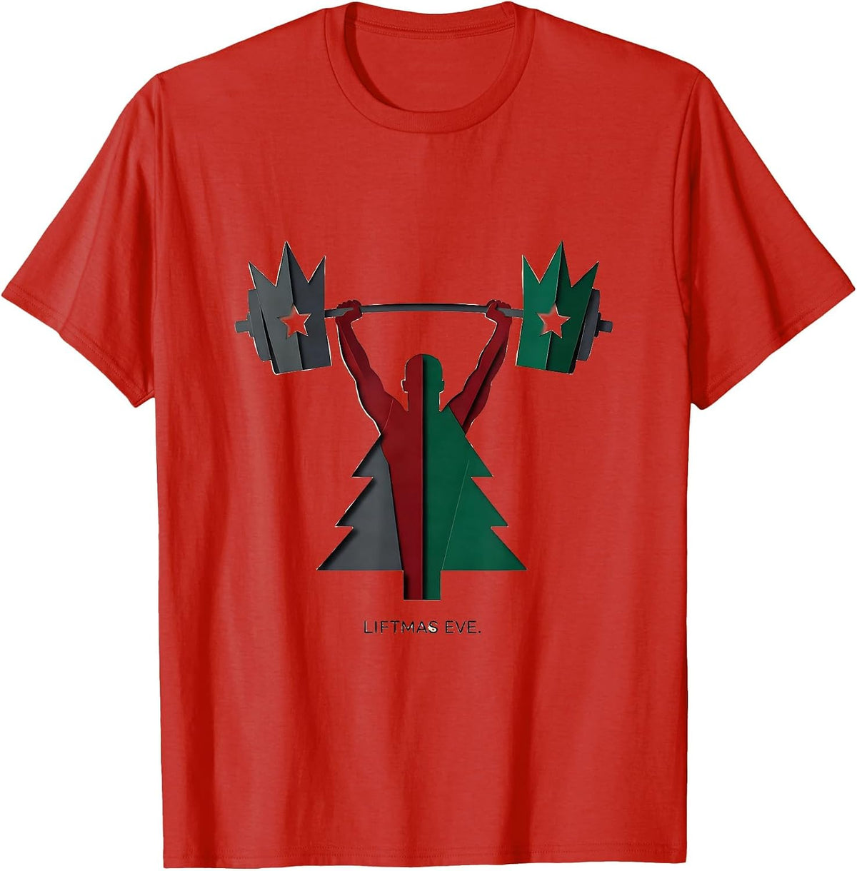 Men's Liftmas Eve Funny Christmas Gym Workout Weightlifting Humor T-Shirt - Red