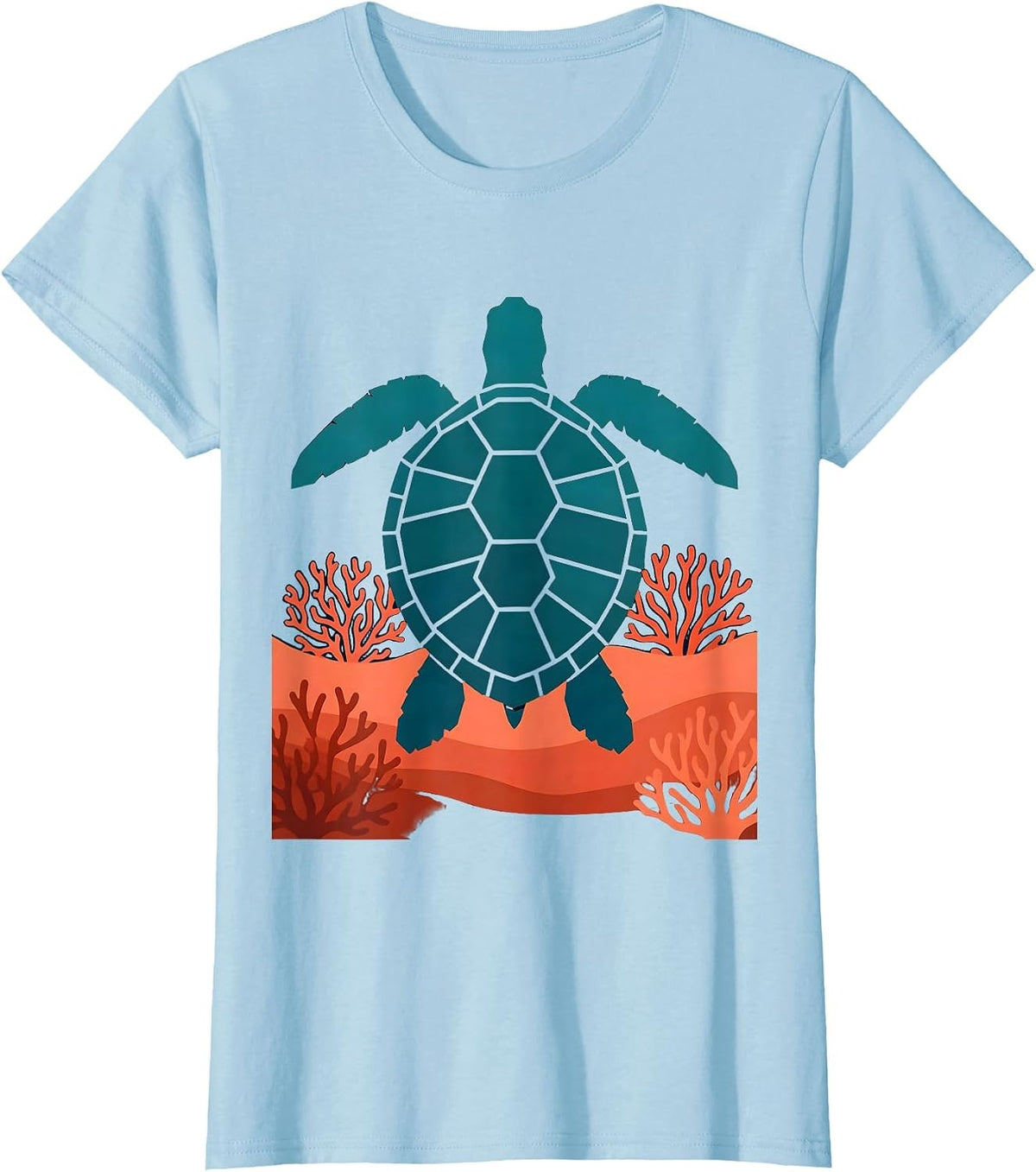 Brazil Sea Turtle Coral Reef Ocean Graphic T-Shirt - Baby Blue