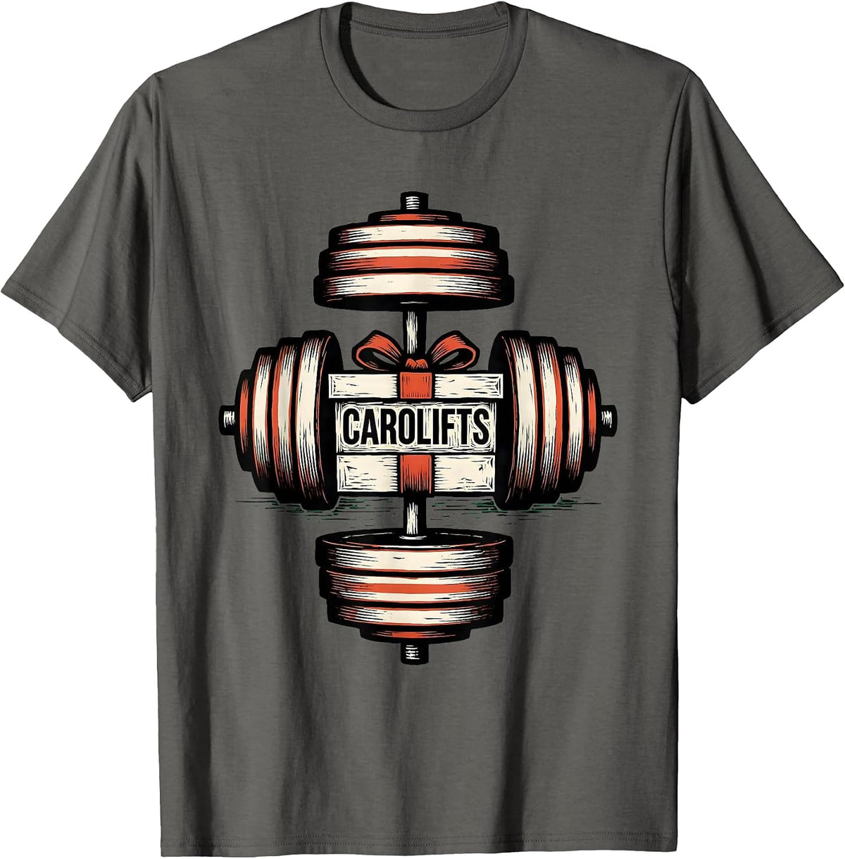 Carolifts Funny Christmas Gym Weightlifting Gift T-Shirt - Asphalt Grey