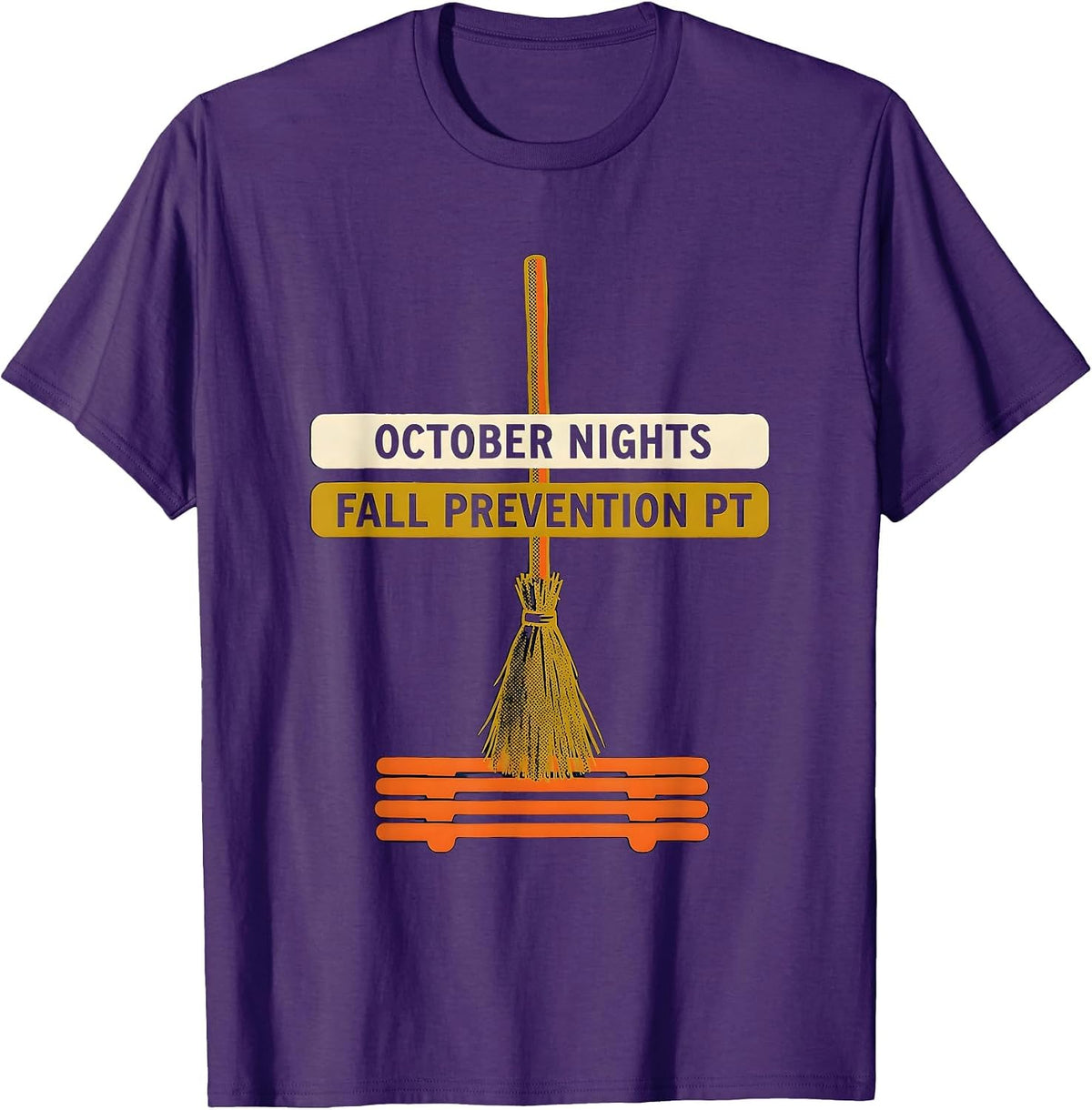 Men's October Nights Fall Prevention PT Funny Nurse Physical T-Shirt - Purple