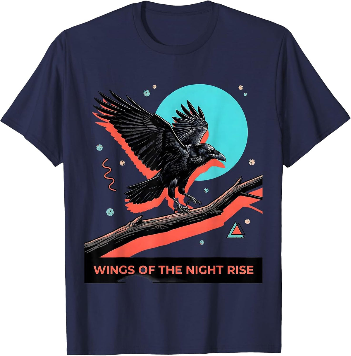 Men's Wings of the Night Rise Halloween Raven Design T-Shirt - Navy Blue