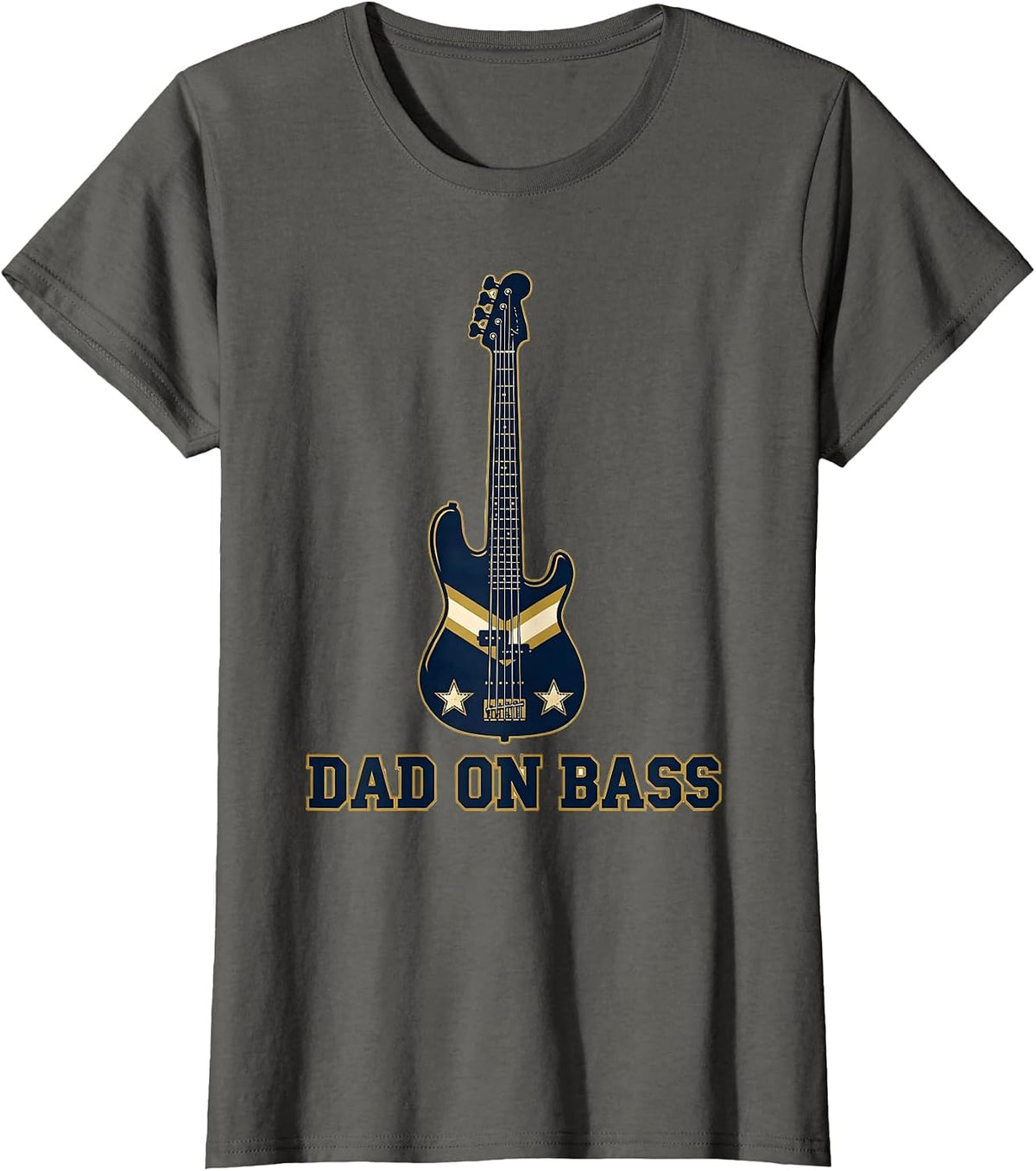 Women's Dad On Bass Funny Bass Guitar Player Dad Humor T-Shirt - Asphalt Grey