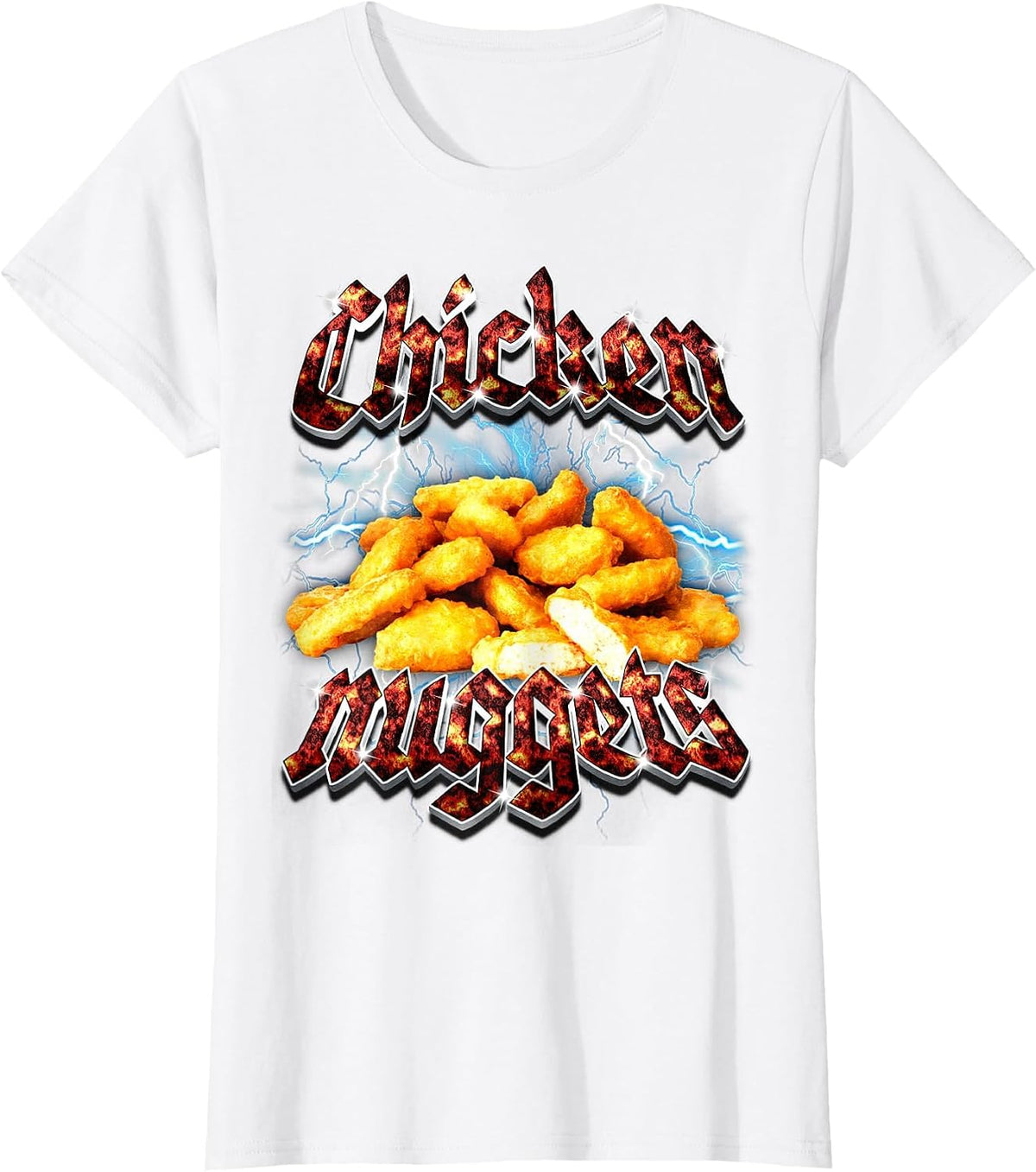 Bootleg Rap Funny Chicken Nuggets Vintage 90s Heavy Metal T-Shirt - White