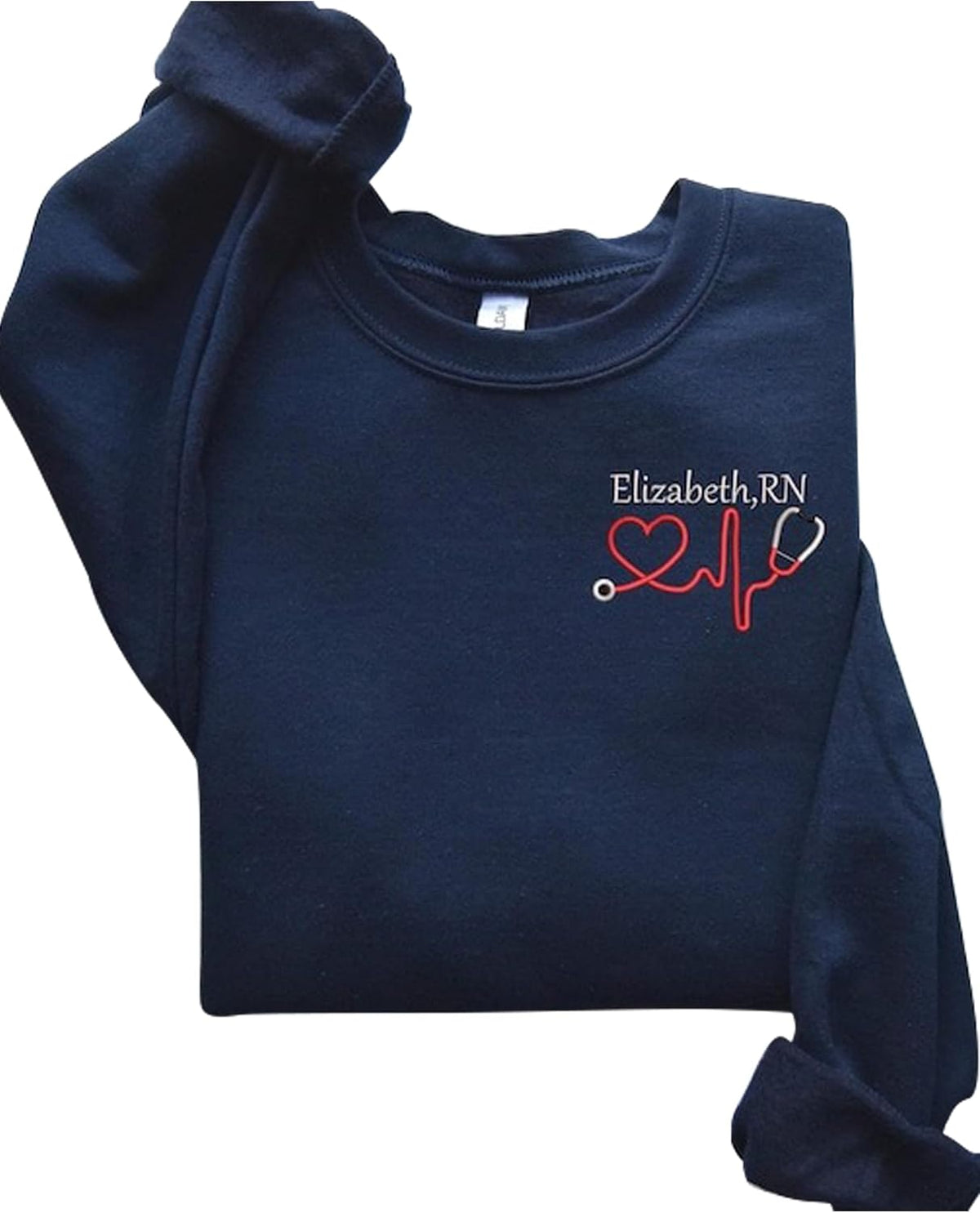 IZI POD Custom Nurse Embroidered Crewneck Sweatshirt For Women, Embroidered Nursing Shirts, Personalized Name Nurse