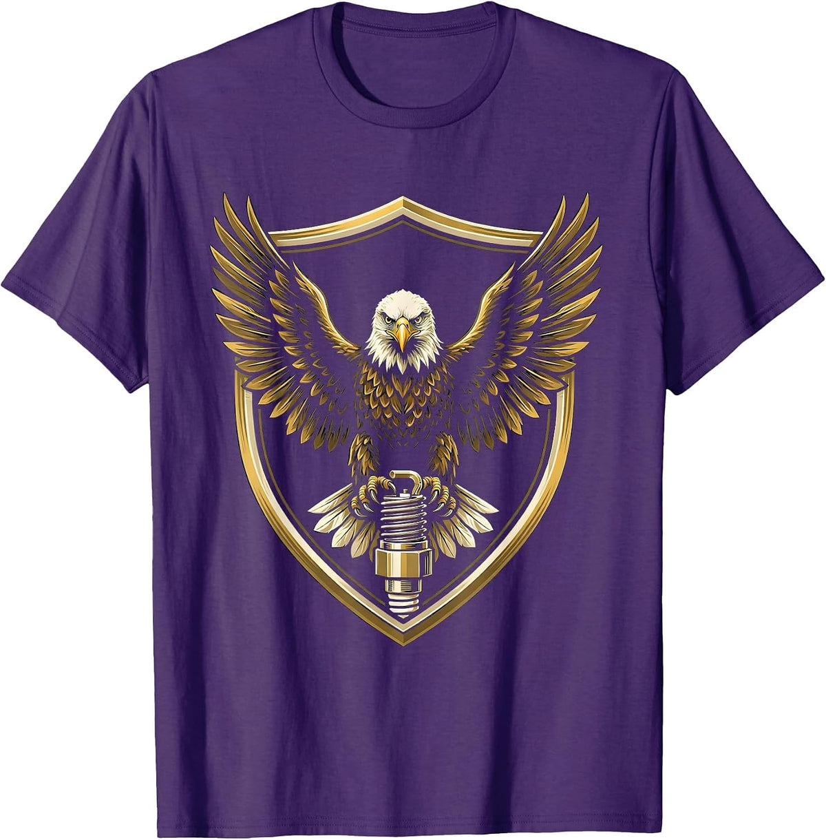 Men's Valley Forge Automotive Bald Eagle Spark Plug T-Shirt - Purple