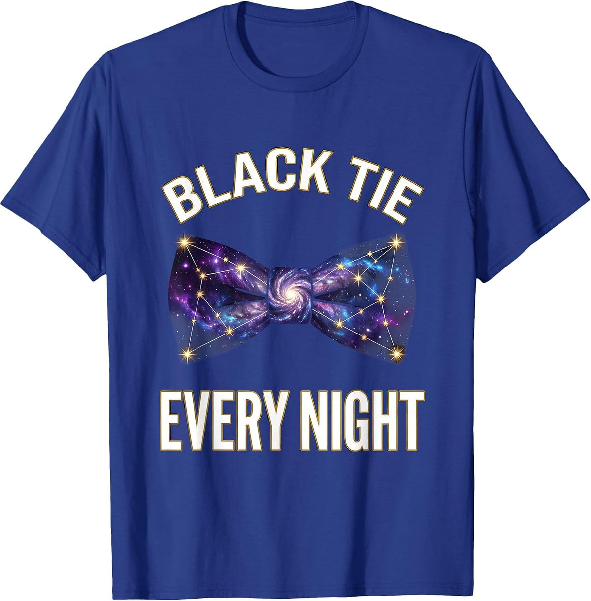 Black Tie Every Night Tuxedo Graphic Design T-Shirt - Royal Blue