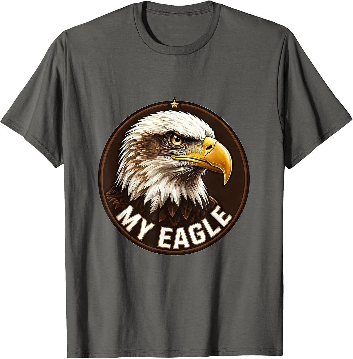 My Eagle Bald Eagle Mascot Fan Pride Family Humor T-Shirt - Asphalt Grey