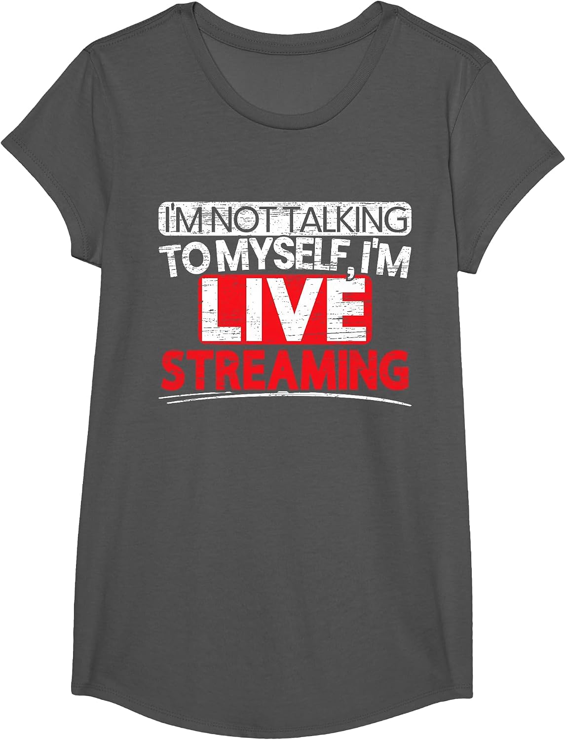 I'm Livestreaming Online Streaming Gaming Channel Streamer T-Shirt - Girls Asphalt Grey