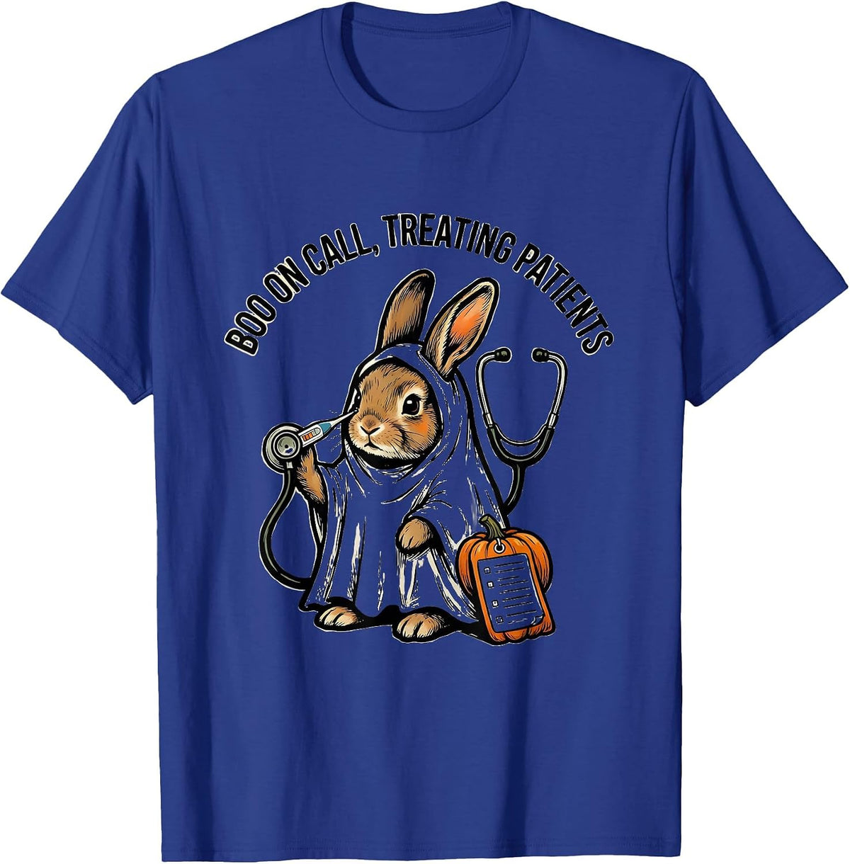 Men's Boo On Call Treating Patients Funny Vet Tech Halloween T-Shirt - Royal Blue