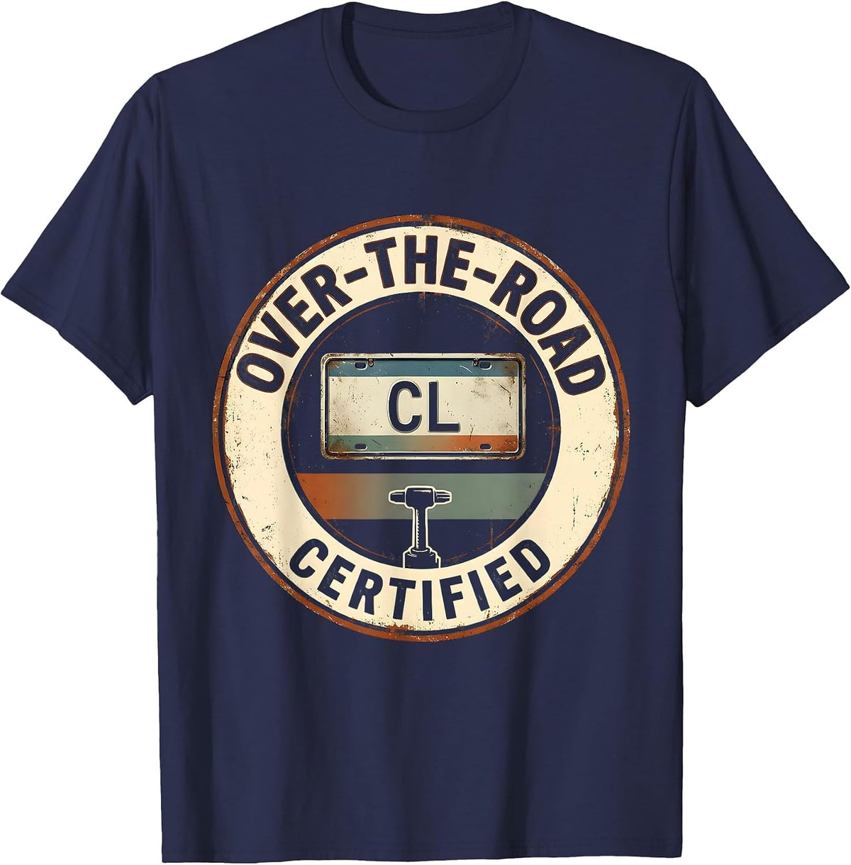Over-The-Road Certified Vintage CDL Design T-Shirt - Navy Blue
