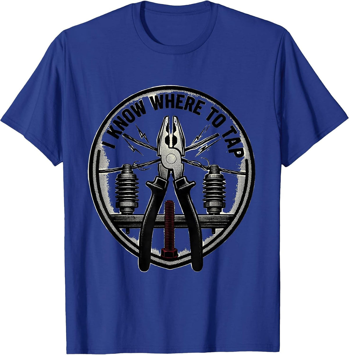 I Know Where To Tap Funny Lineman Electrician Skeleton Trade T-Shirt - Royal Blue