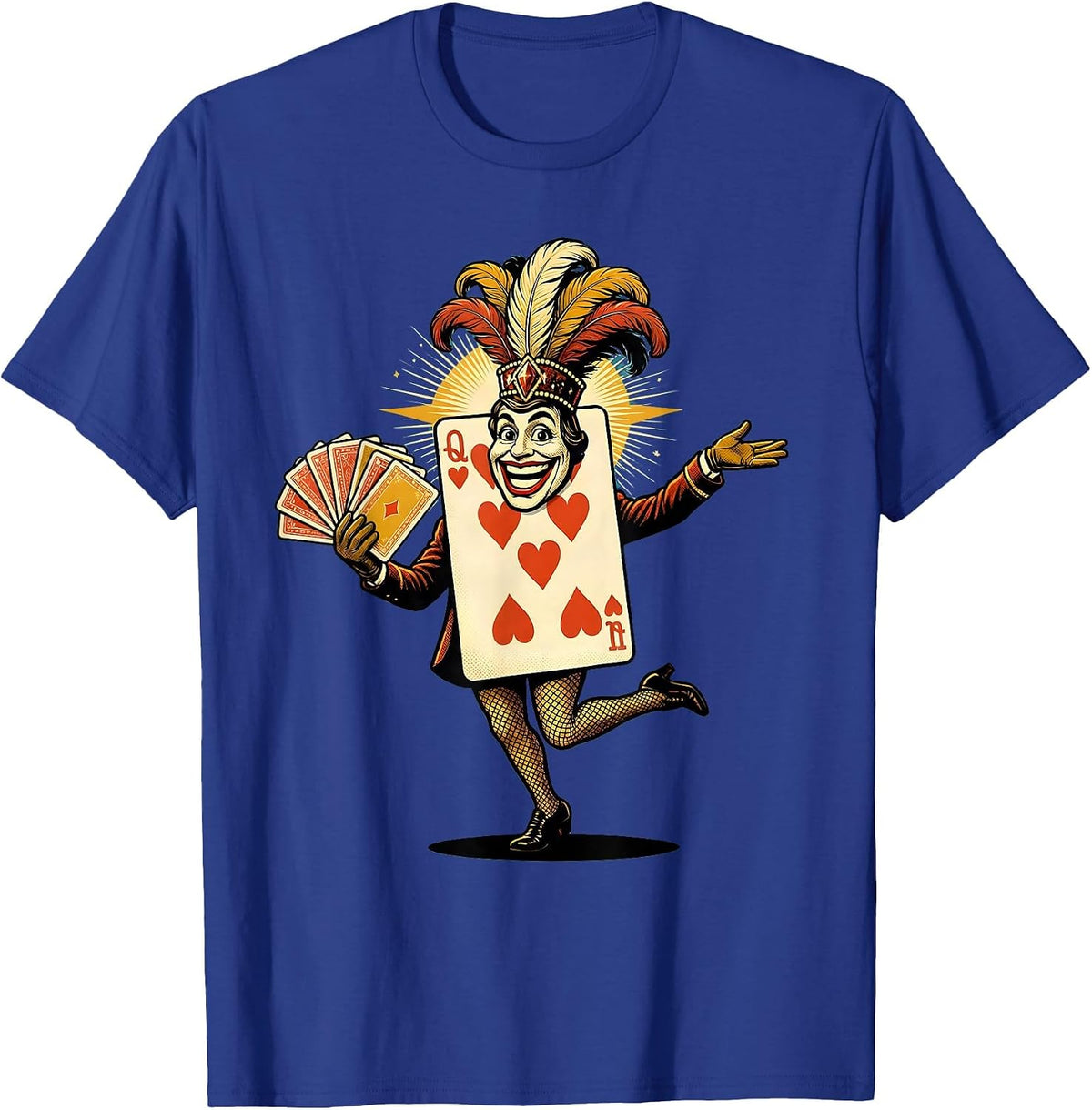 Life of a Showgirl Dancing Playing Cards Art T-Shirt - Royal Blue