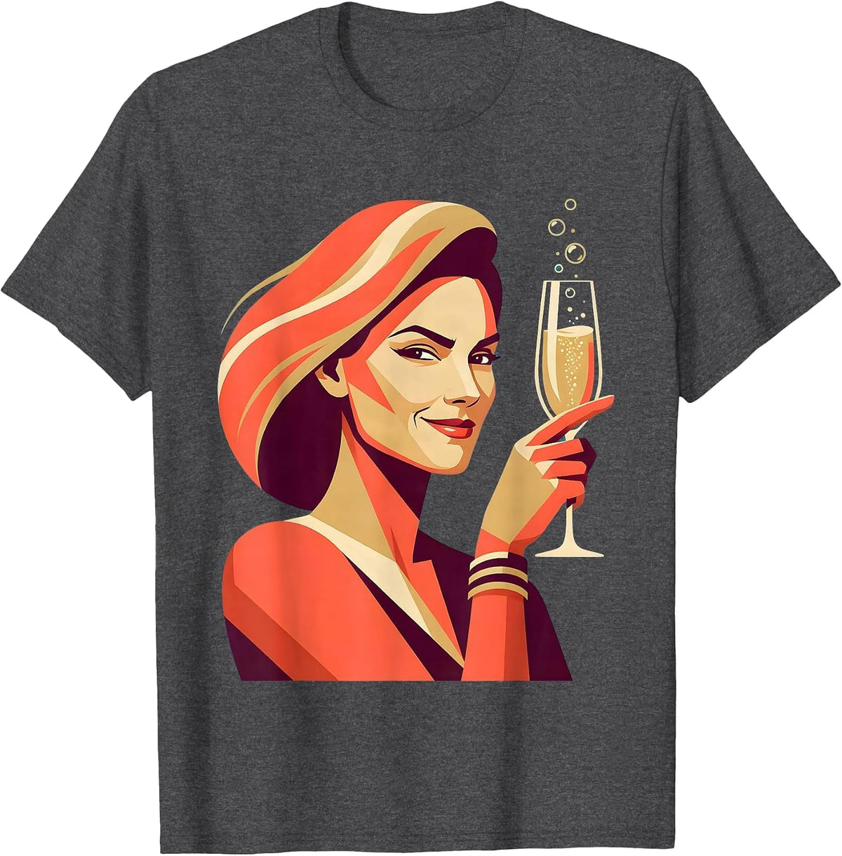 Sarcastic Solo Toast Champagne Celebration Art T-Shirt - Dark Heather Grey