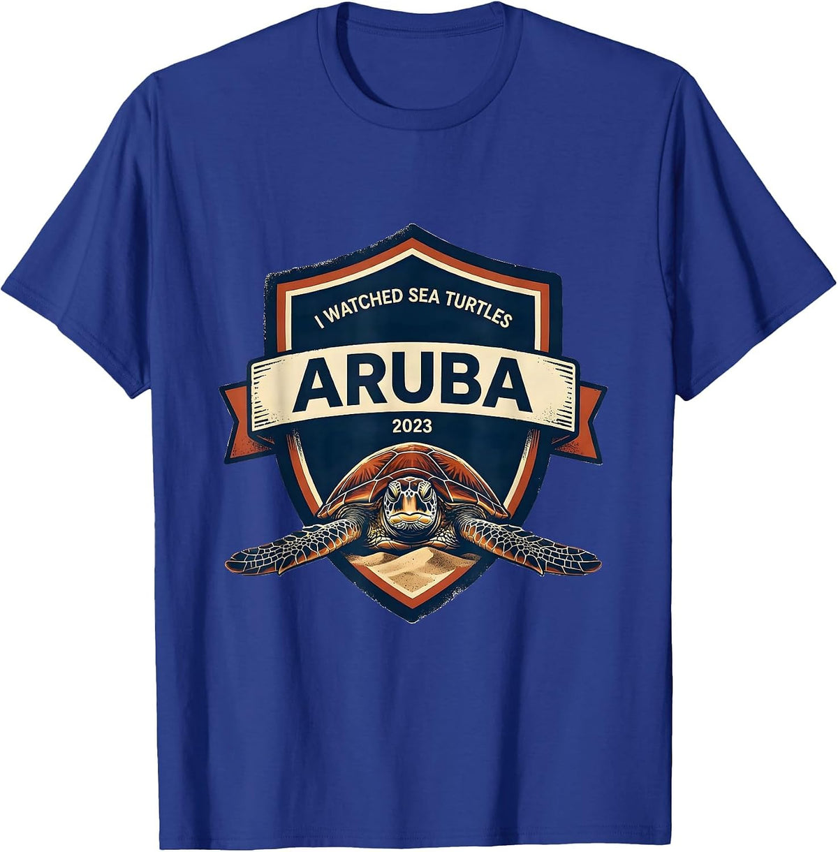 Men's I WATCHED SEA TURTLES ARUBA 2023 Souvenir Turtle Lover T-Shirt - Royal Blue