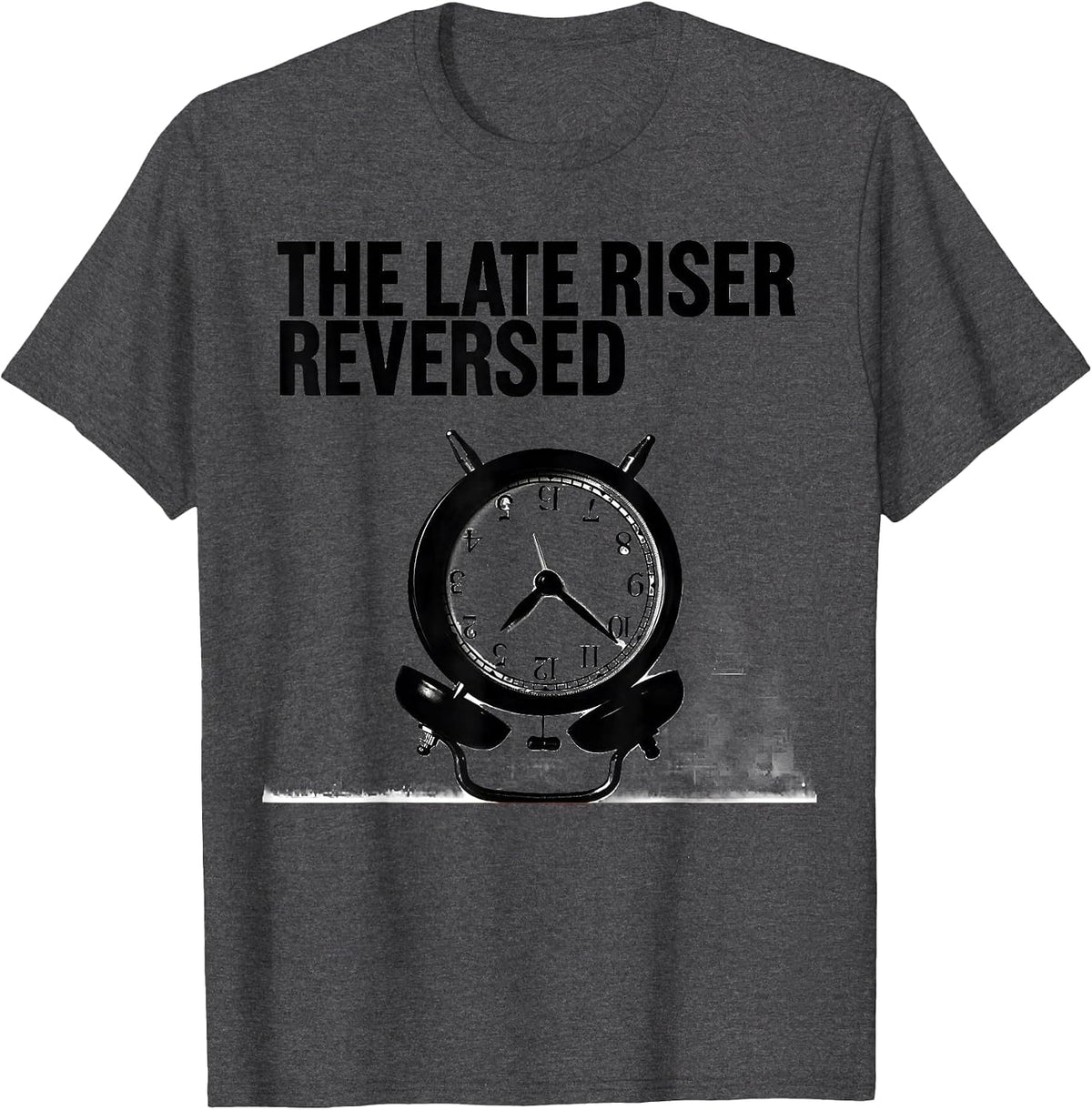 Men's The Late Riser Reversed Brutalist Tarot Card Gift Gothic T-Shirt - Dark Heather Grey