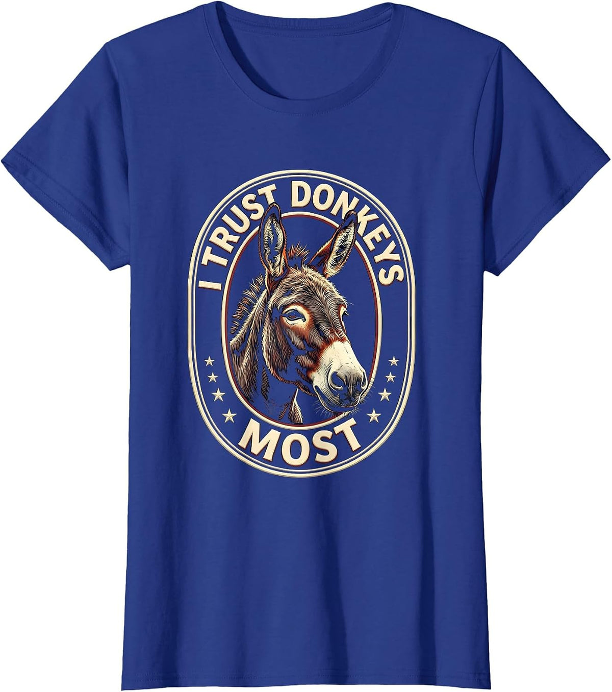 Women's I Trust Donkeys Most Funny Vintage Donkey Farm Animal Humor T-Shirt - Royal Blue