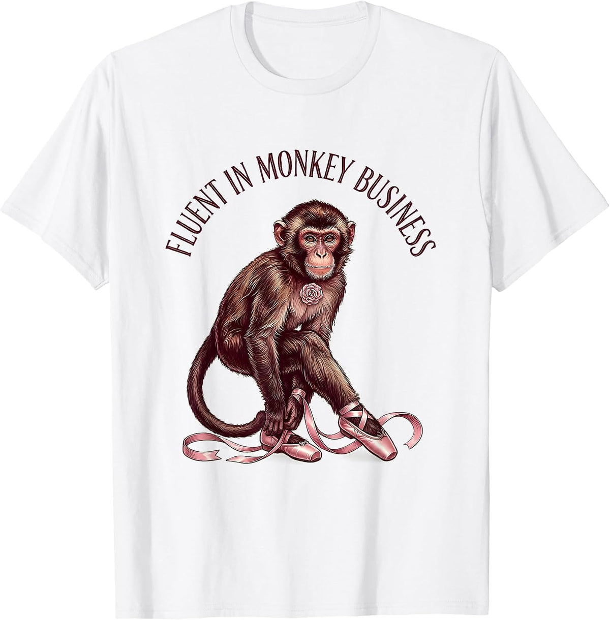 Men's Fluent In Monkey Business Funny Monkey Design T-Shirt - White
