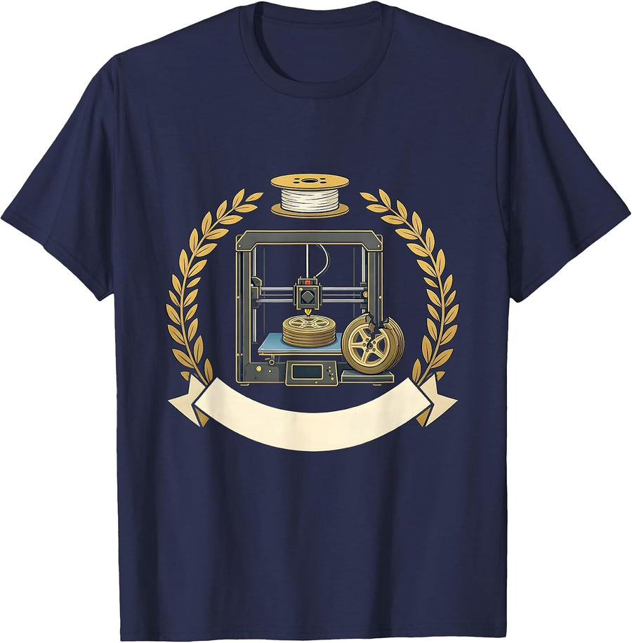 Sealed Printer Badge Funny 3D Printing Hobbyist Gift T-Shirt - Navy Blue