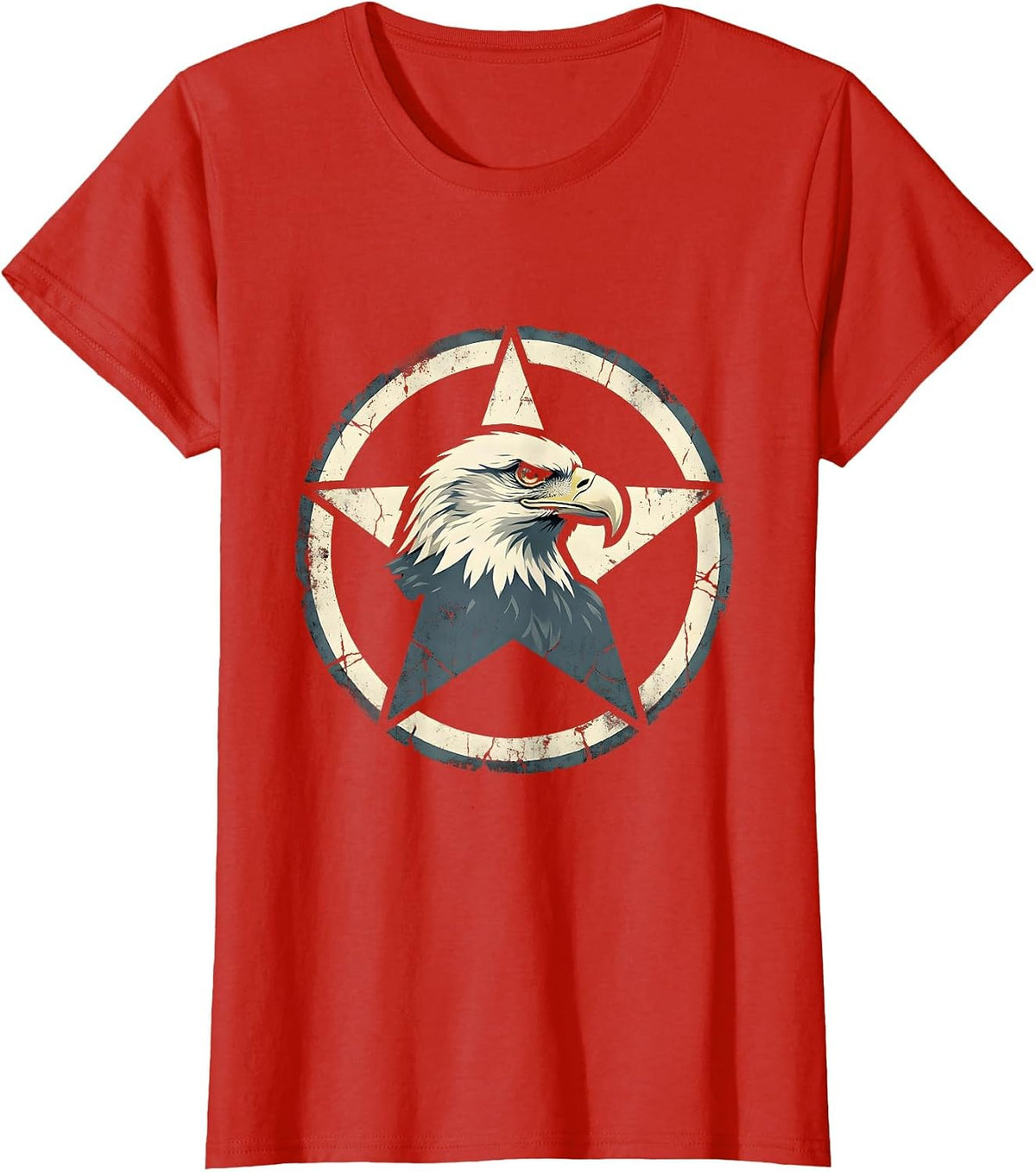 Women's Bald Eagle Star Patriotic American Pride Design T-Shirt - Red