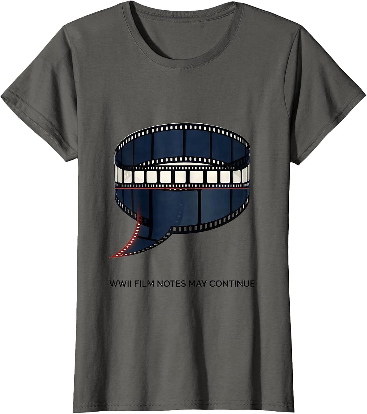 Women's WWII Film Notes May Continue Retro World War Two History T-Shirt - Asphalt Grey