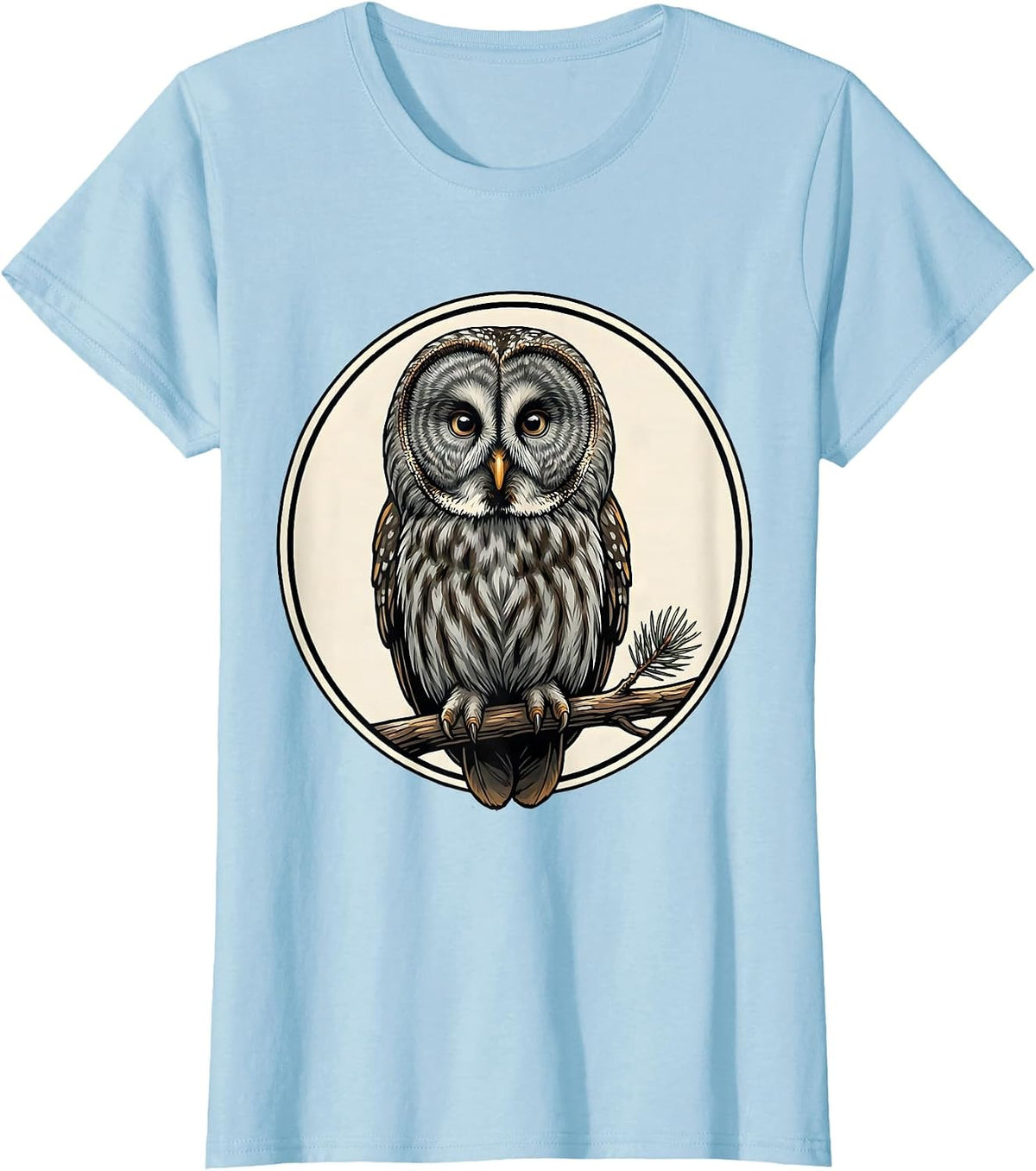 Women's Owl Portrait Bird Lover Humor Casual T-Shirt - Baby Blue