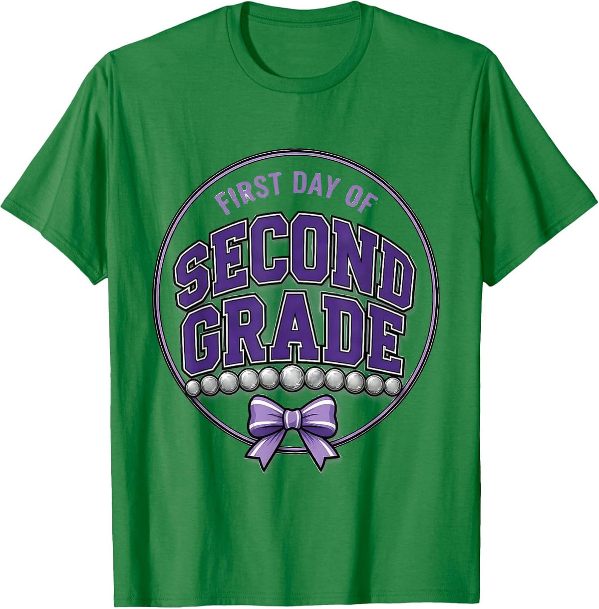 Men's First Day Of Second Grade Sparkle Varsity Back To School T-Shirt - Kelly Green