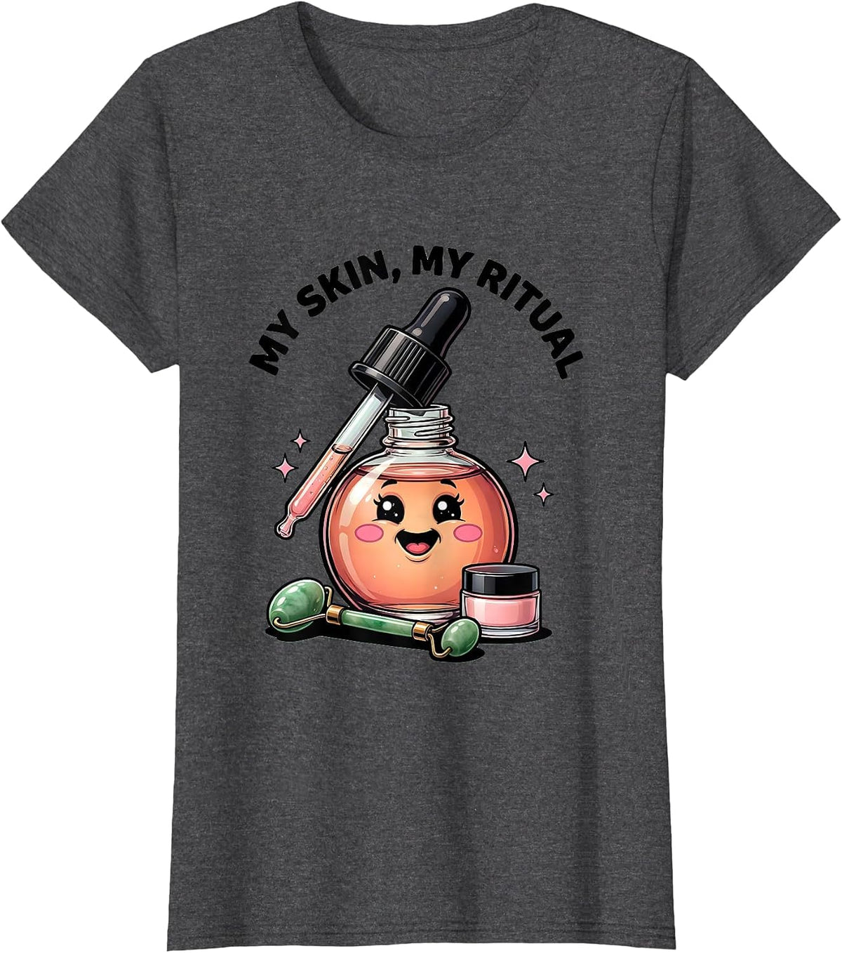 Women's My Skin My Ritual K-Beauty Skincare Design T-Shirt - Dark Heather Grey