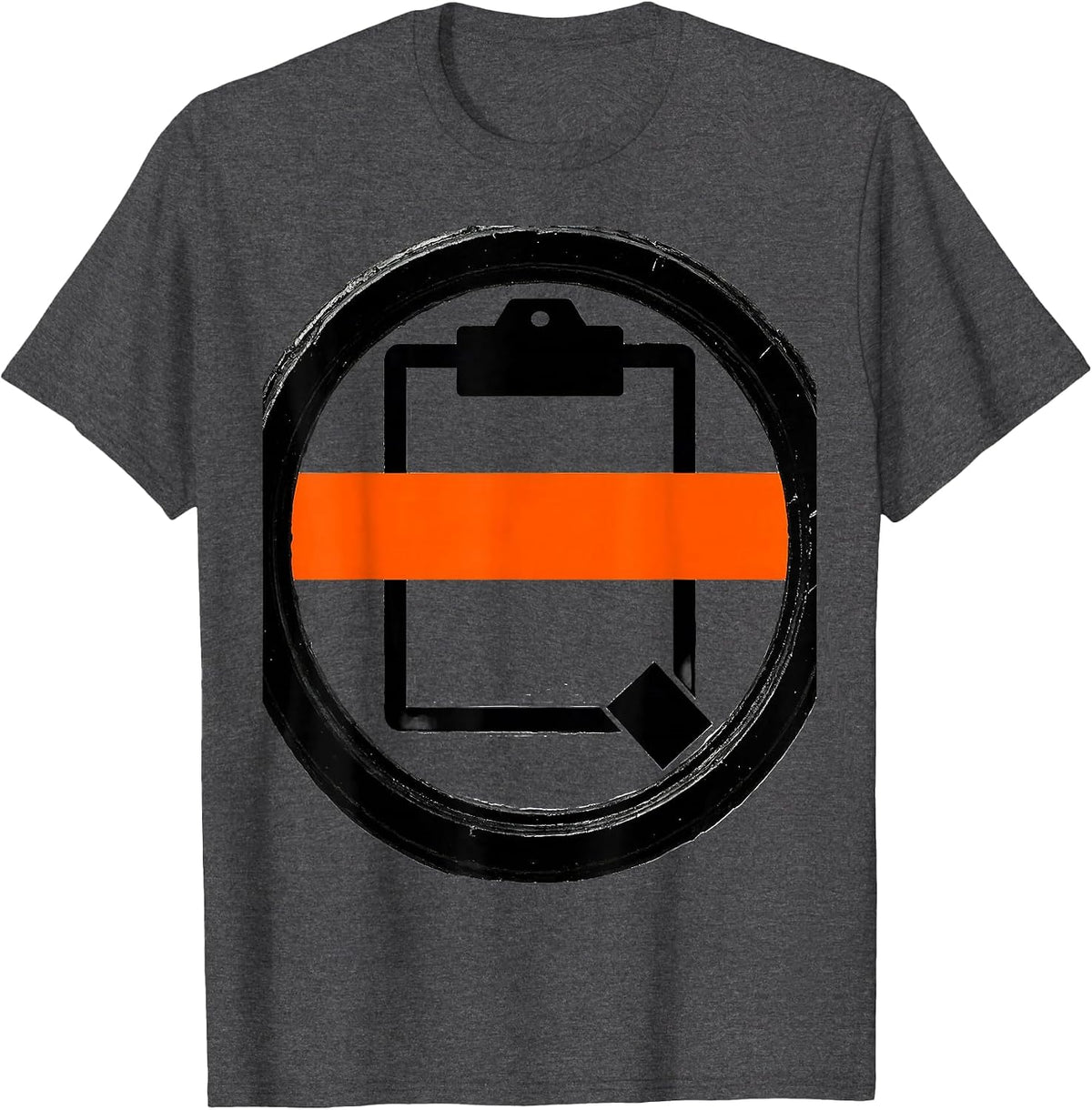 Brutalist Work Order Seal Ring Deadpan Tradesperson Humor T-Shirt - Dark Heather Grey