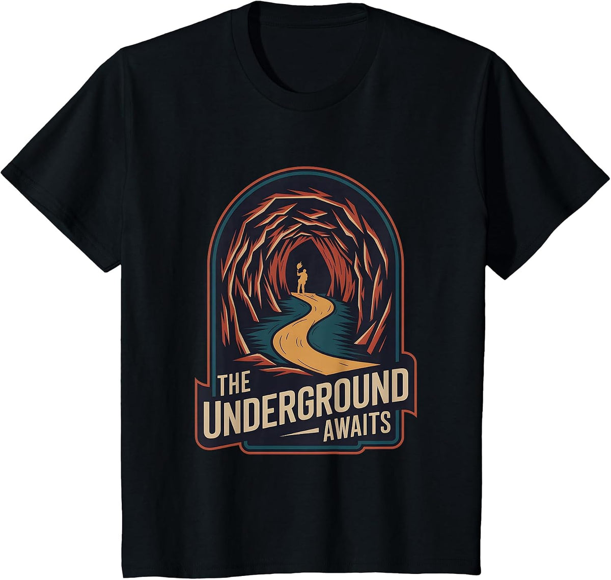 Caving Spelunking Exploring Caves Speleology T-Shirt - Black