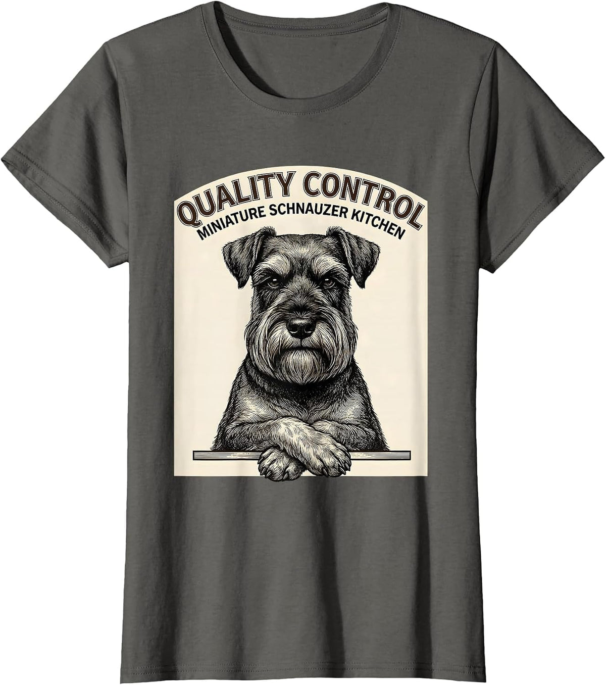 Women's Quality Control Miniature Schnauzer Kitchen Schnauzer Mama T-Shirt - Asphalt Grey