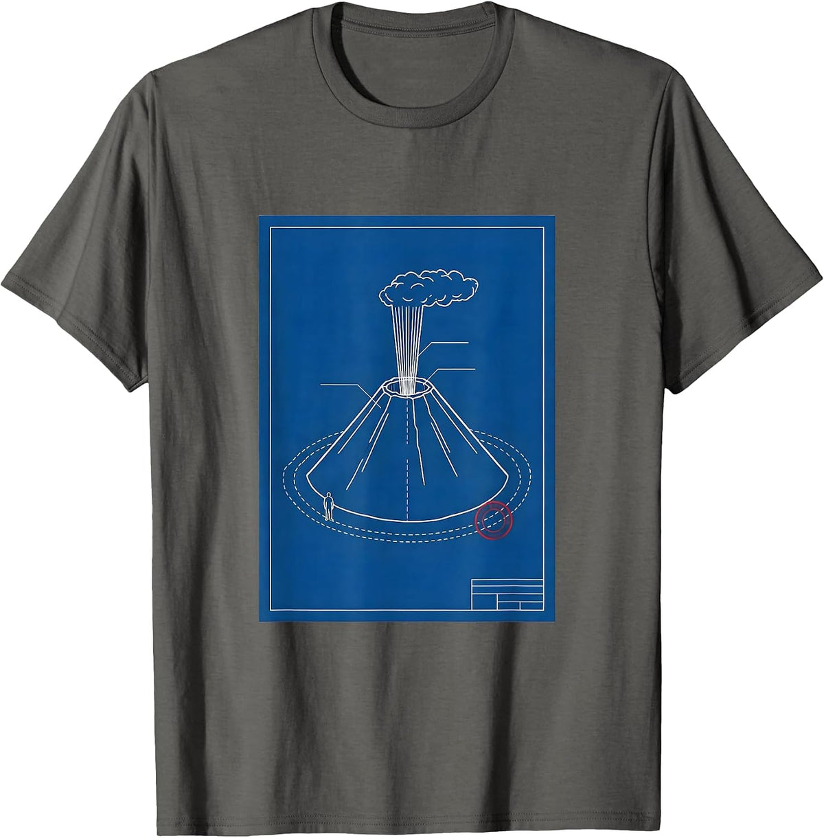 Vesuvius Cutaway Volcano History Humor T-Shirt - Asphalt Grey