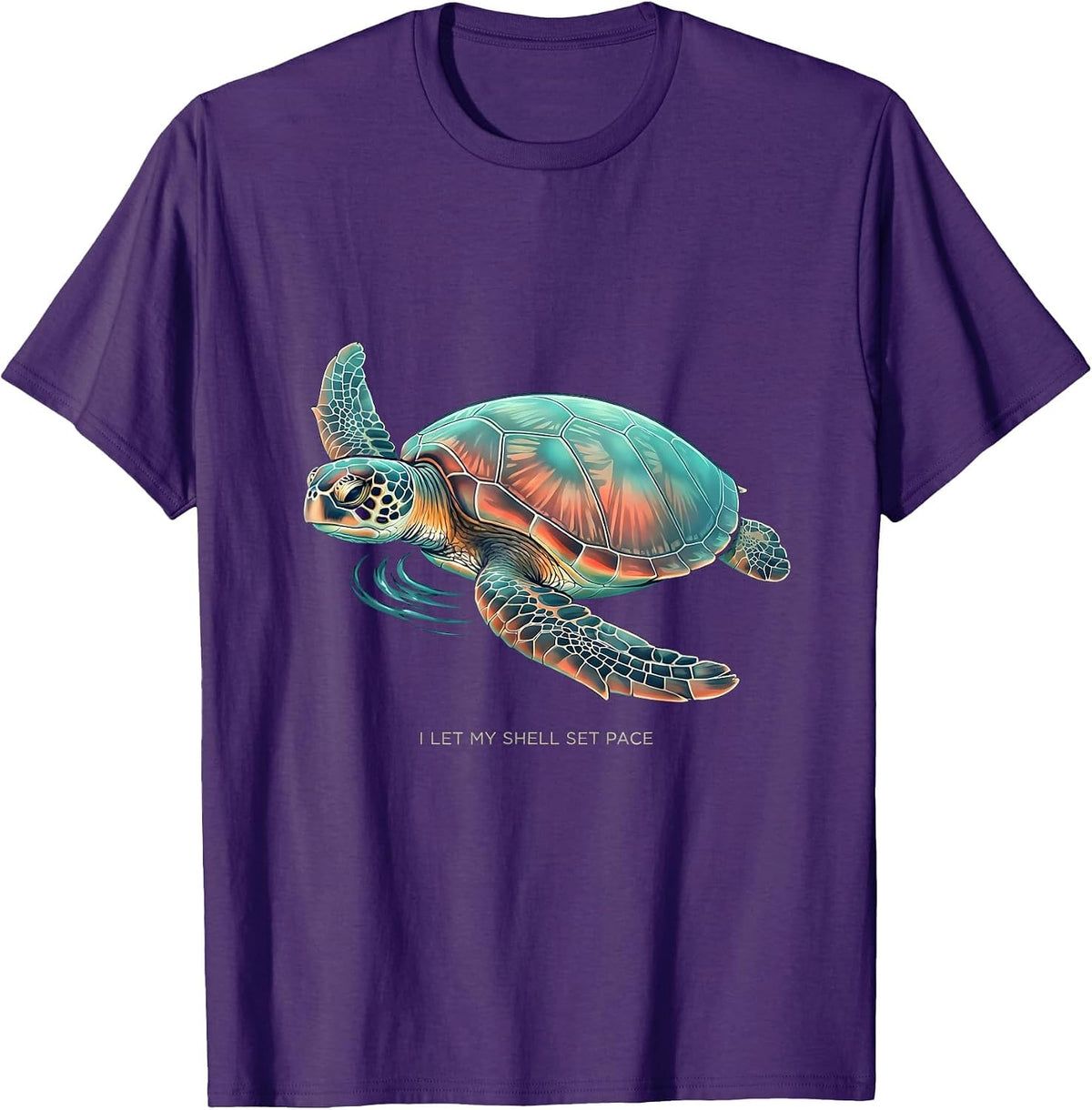 I Let My Shell Set Pace Gradient Sea Turtle Ocean Animal T-Shirt - Purple