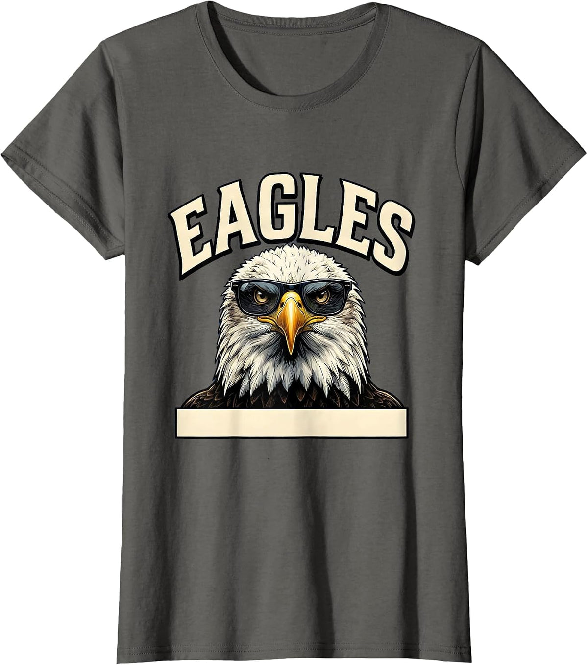 Women's EAGLES Funny Bald Eagle Sunglasses Mascot Humor T-Shirt - Asphalt Grey