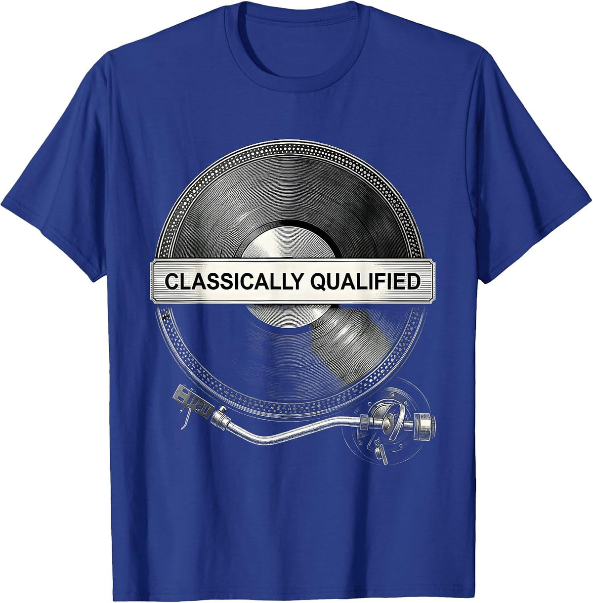 Men's Classically Qualified Retro Tech Analog Enthusiast Humor T-Shirt - Royal Blue