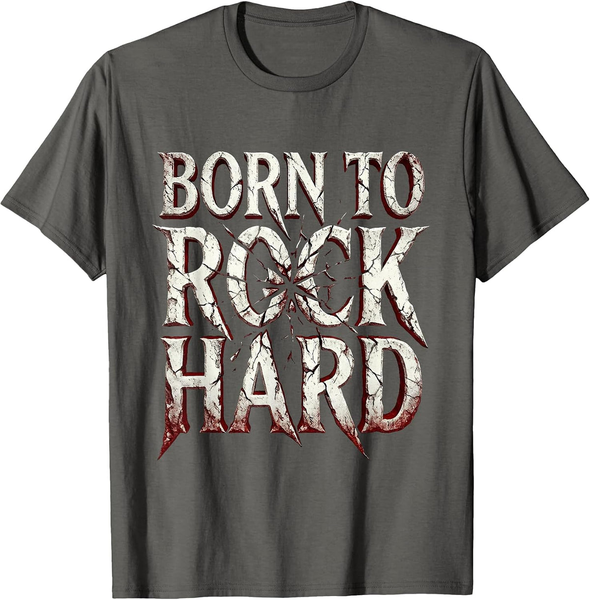 Born to Rock Hard Bold Rock Music Design T-Shirt - Asphalt Grey