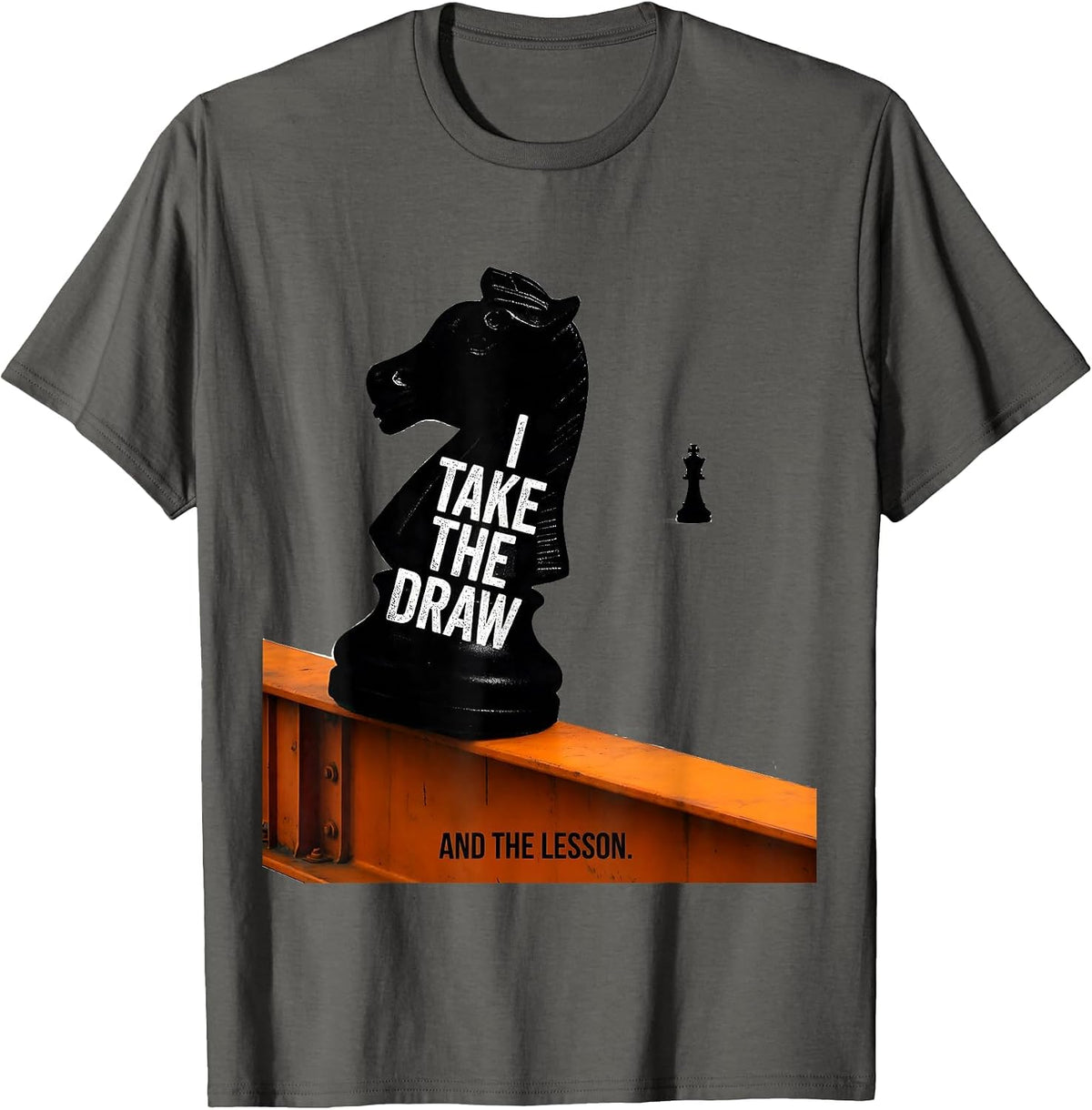 Men's I Take The Draw And The Lesson Funny Chess Player Humor T-Shirt - Asphalt Grey