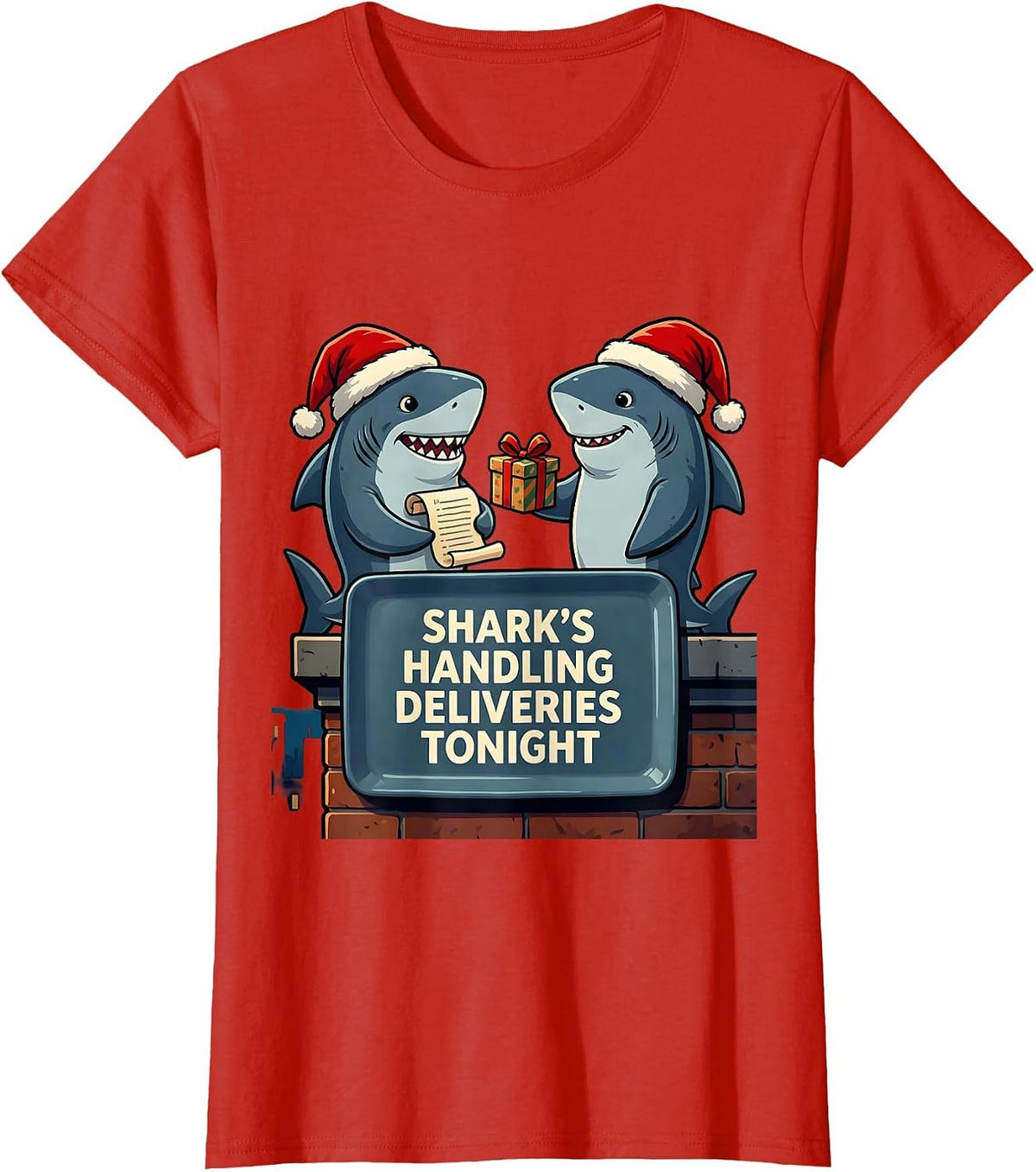 Shark's Handling Deliveries Tonight Funny Shark Lover T-Shirt - Red