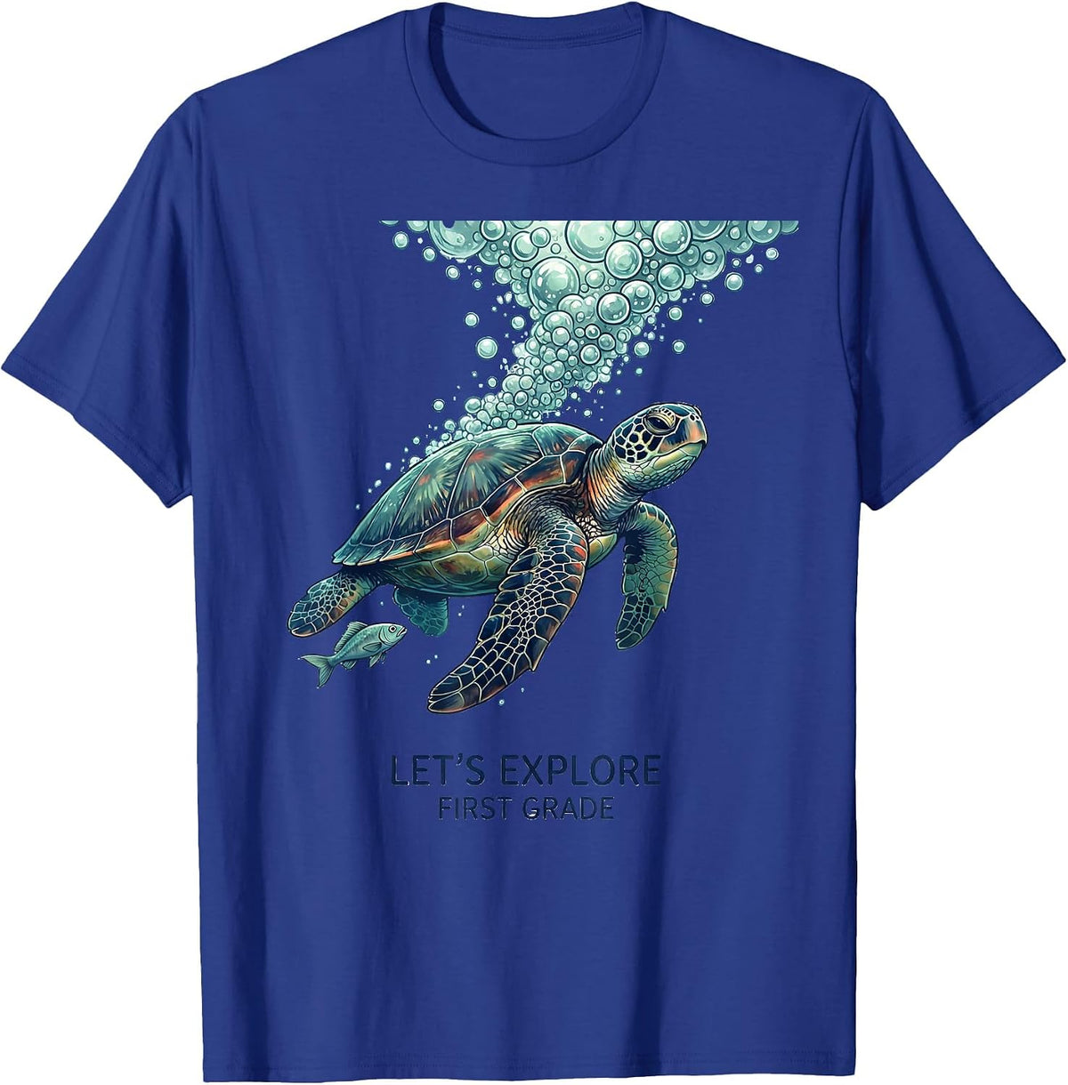 Men's Let's Explore First Grade Cute Teacher Back to School Ocean T-Shirt - Royal Blue