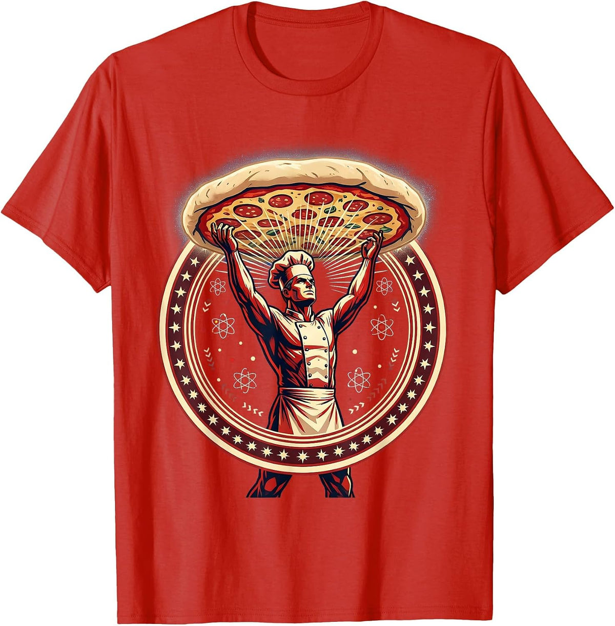 Men's Italian Chef Tossing Pizza Dough Graphic T-Shirt - Red