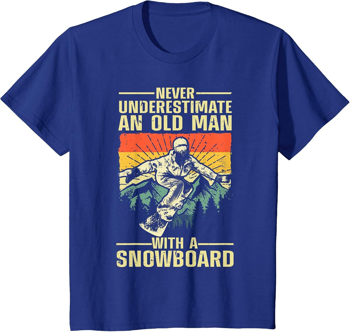 Cool Snowboarding Art for Men Grandpa Dad Winter Snowboarder T-Shirt - Royal Blue