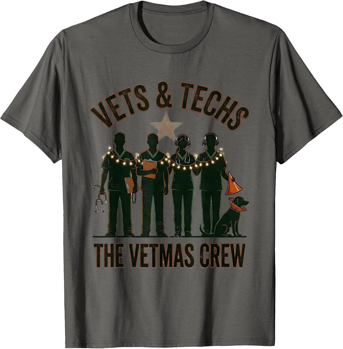 Men's Vets & Techs: The Vetmas Crew Vintage Veterinary Clinic T-Shirt - Asphalt Grey