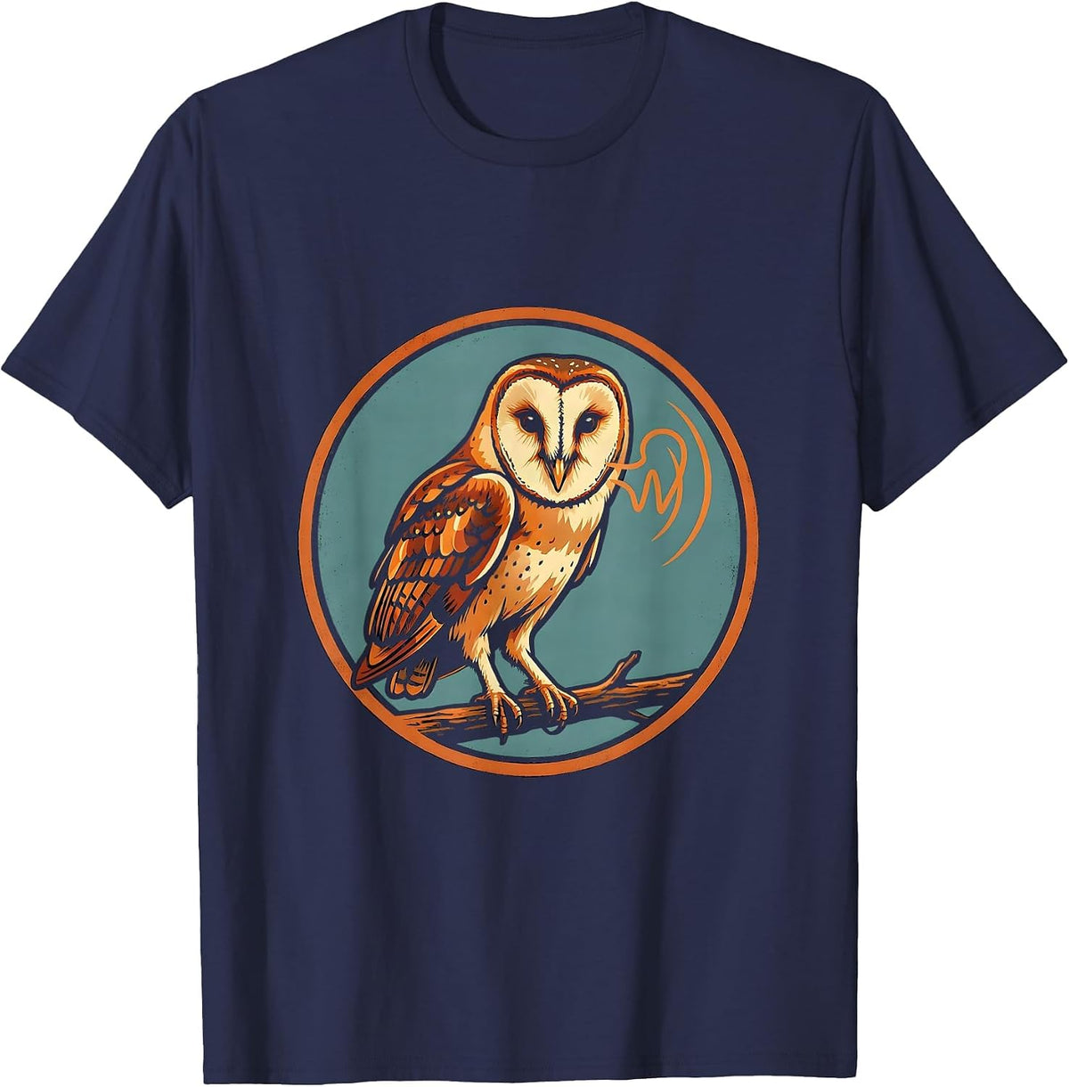 Men's Sealed Barn Owl Badge Eco-Friendly Bird Lover Novelty T-Shirt - Navy Blue