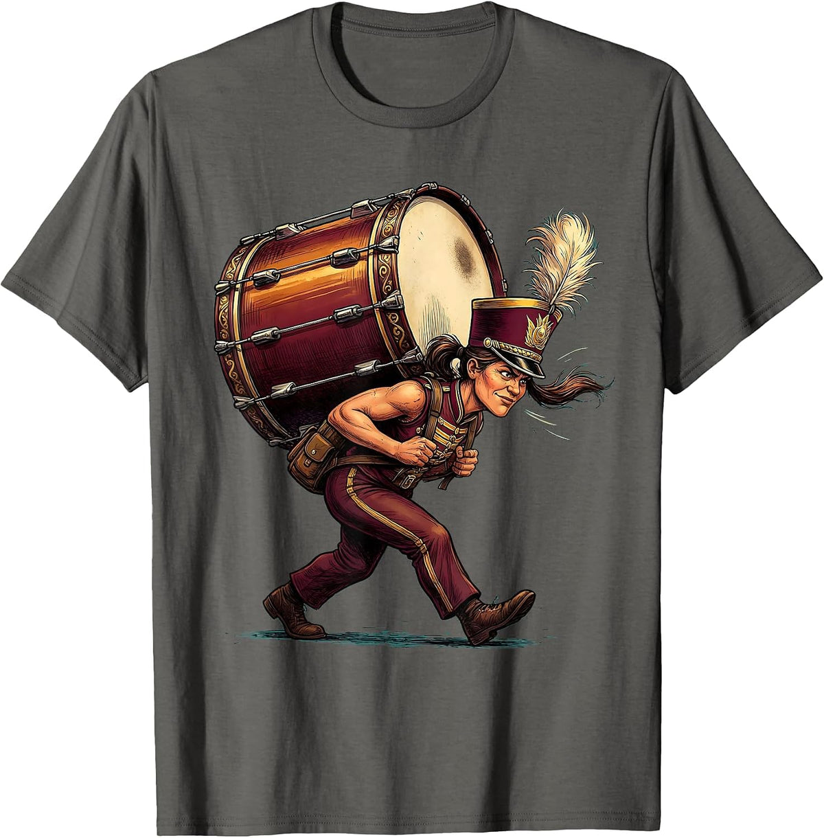 Band Mom Bass Drum Carrier Graphic T-Shirt - Asphalt Grey