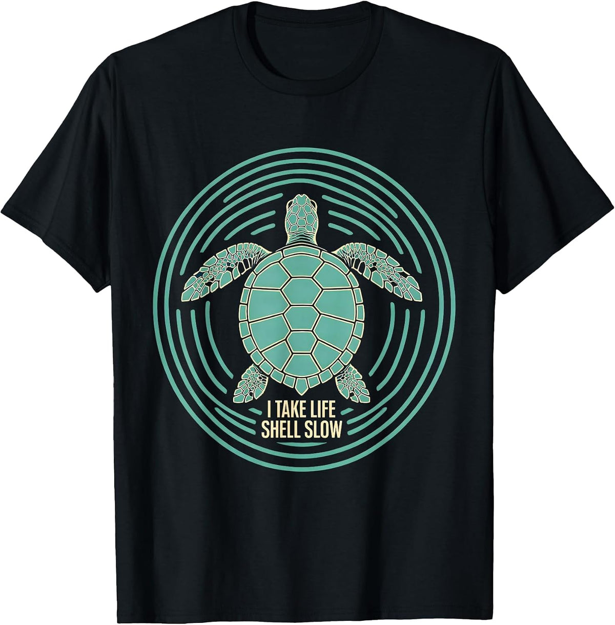 Men's I Take Life Shell Slow Funny Sea Turtle Ocean Animal Lover T-Shirt - Black