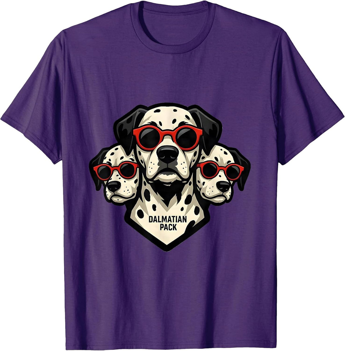 Dalmatian Pack Bold Mascot Logo Dog Breed Portrait T-Shirt - Purple