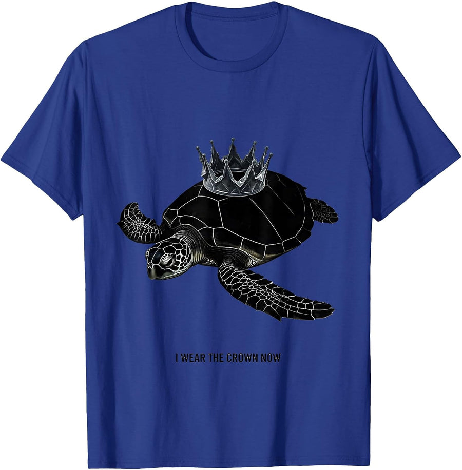 I Wear The Crown Now Funny Sea Turtle Ocean Animal Lover T-Shirt - Royal Blue