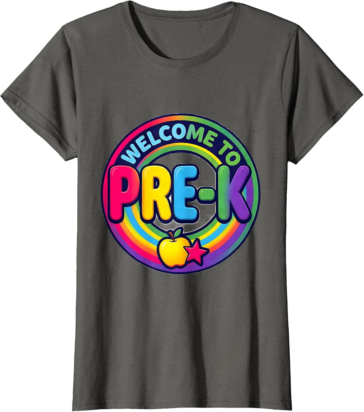 Women's Welcome To Pre-K Colorful Preschool Teacher First Day T-Shirt - Asphalt Grey